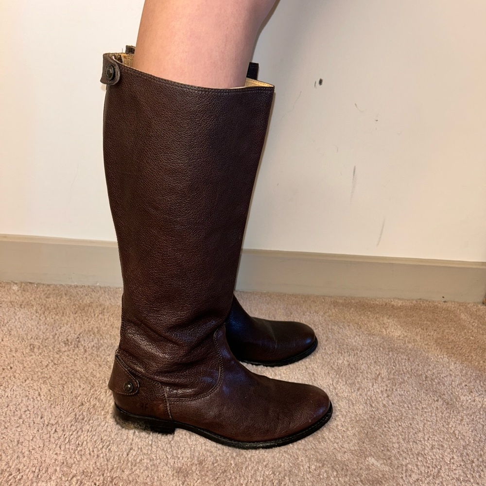 Frye Melissa Button Back Brown Leather Boots Women’s Size 8.5 - Picture 3 of 6